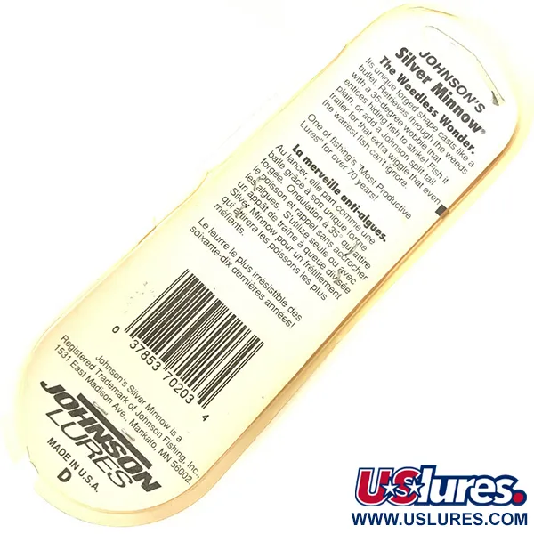 Johnson Weedless Silver Minnow Cuillère, Or, 14g, Anti-herbe, #5046