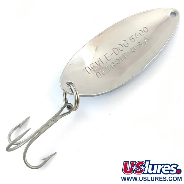 Dardevle Devle Dog 5400 Cuillère, White/Blue/Nickel, 14g, Vintage, #5224