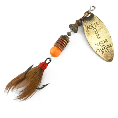 Mepps Aglia Long 1 Dressed Cuiller, Laiton/Rouge, 4.5g, Écureuil, #5377