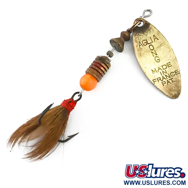 Mepps Aglia Long 1 Dressed Cuiller, Laiton/Rouge, 4.5g, Écureuil, #5377