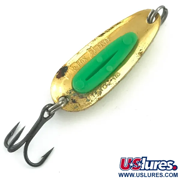 Blue Fox Pixee Cuillère, Or martelé/Vert, 4.5g, UV Glow, #5577