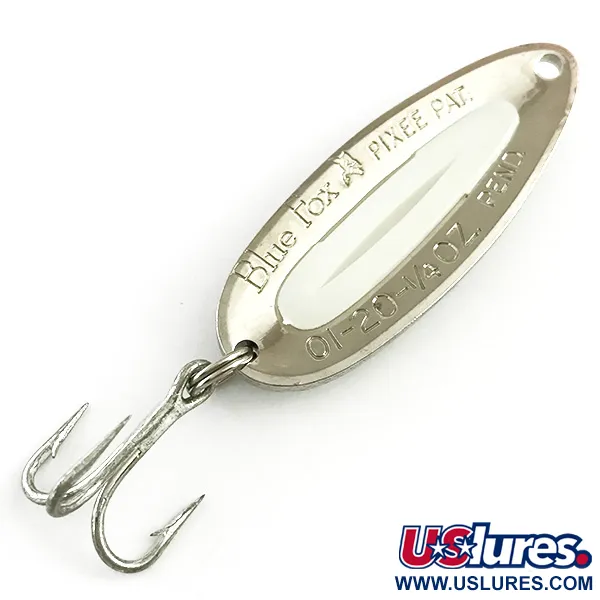 Blue Fox Pixee UV Cuillère, Nickel martelé/Blanc UV, 7g, #5815