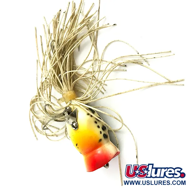 Fred Arbogast Hula Popper, Tiger, 8g, jupe caoutchouc, #5858