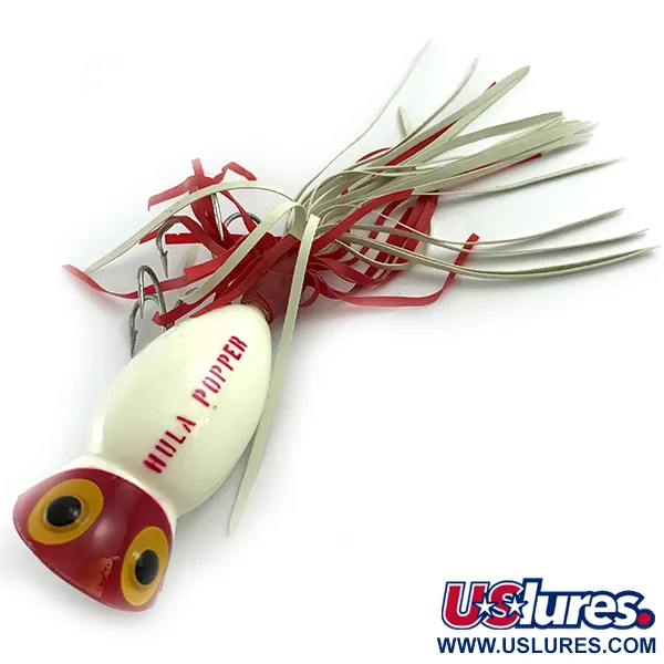 Fred Arbogast Hula Popper Leurre de surface, Rouge / Blanc, 14g, #5859