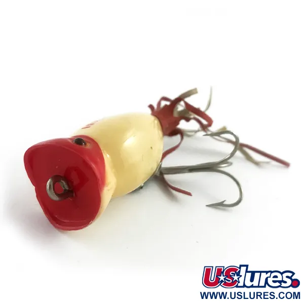 Fred Arbogast Hula Popper Leurre de Surface, Rouge / Blanc, 8g, #5878