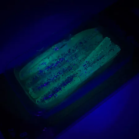 Johnson Crappie Buster Shad Tubes UV leurre souple, Blue/Green/Glitter, #6021