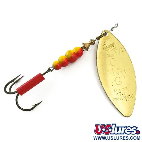 Mepps Aglia Long 2 Cuiller, Or / Orange, 7.4g, Feuille de saule, #6025