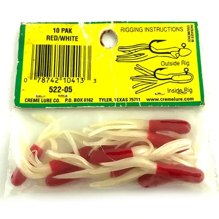 Creme Mini Tail leurre souple, Rouge/Blanc, 4cm, Split-Tail, #6049