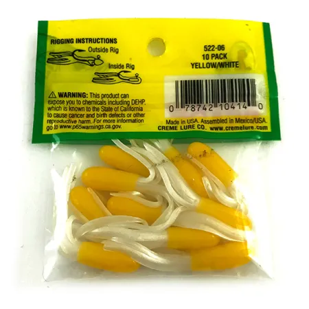 Creme Mini Tail Leurre Souple, Jaune / Blanc, 4,5cm, Jigging, #6050