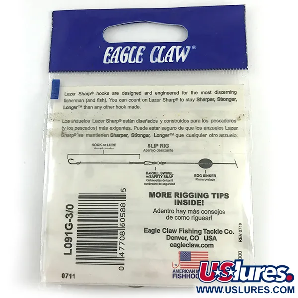 Eagle Claw #3/0 Jig Hooks, Noir, Taille 3/0, Hampe Offset, #6160