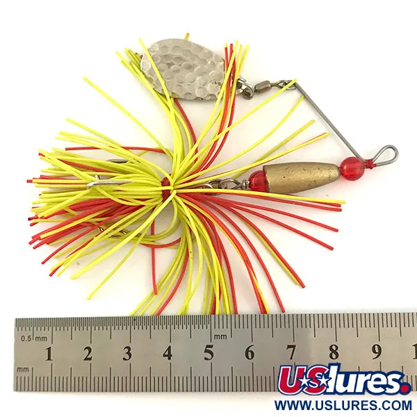 Spinner Bait Spinnerbait, Laiton/Nickel/Jaune UV, 12g, UV-réactif, #6327