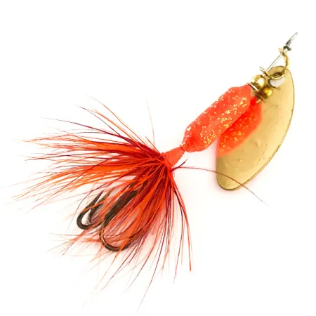 Yakima Bait Worden’s Original Rooster Tail UV Cuillère, Gold/Orange UV Glow, 1.77g, UV-active, #6407