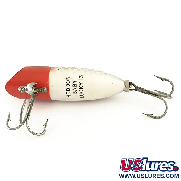 Heddon Baby Lucky 13 Leurre de Surface, Rouge/Blanc/Argent, 9g, #6550