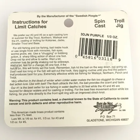 Bay de Noc Do-Jigger Cuillère, Nickel / Violet, 9g, Ailettes, #6573