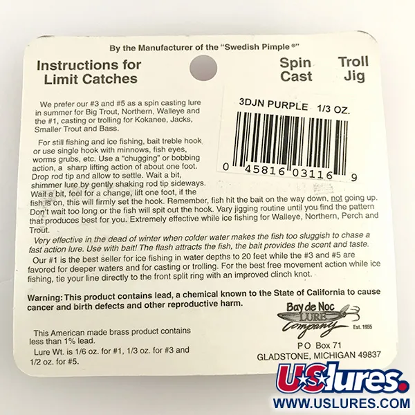 Bay de Noc Do-Jigger Cuillère, Nickel / Violet, 9g, Ailettes, #6573