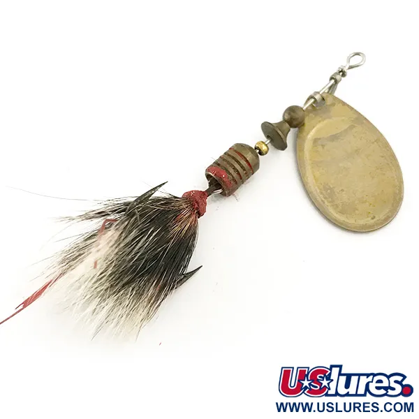 Mepps Aglia 2 dressed 1960s Cuiller, Laiton, 4,7g, Plume, #6640