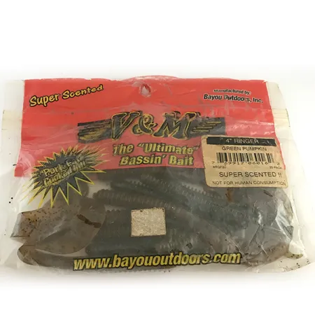 Bayou Outdoors V&M Leurre Souple, Green Pumpkin, 10cm, Annelé, #6669