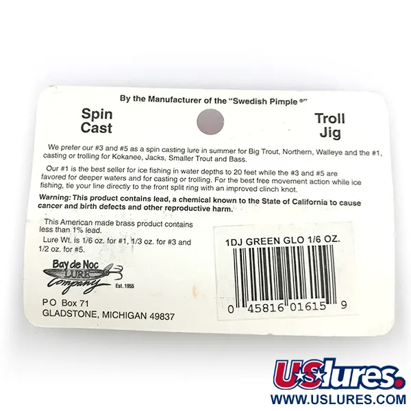 Bay de Noc Do-Jigger 1 Cuillère, White/Green Glow, 5g, Phospho, #6736