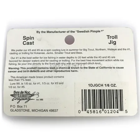 Bay de Noc Do-Jigger 1 Cuillère, Or/Vert, 5g, plaquée or, #1DJGCH