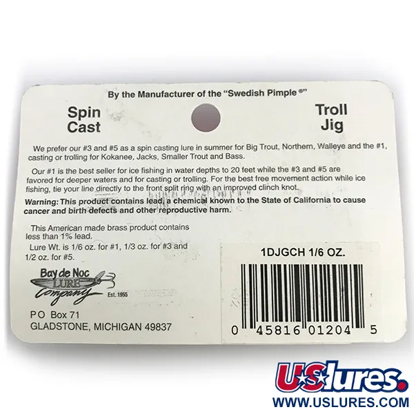 Bay de Noc Do-Jigger 1 Cuillère, Or/Vert, 5g, plaquée or, #1DJGCH