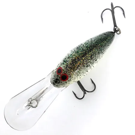 Norman DD22 Crankbait, Blanc/Noir/Paillettes Arc-en-ciel, 28g, #6742