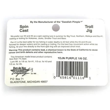 Bay de Noc Do-Jigger 1 Cuillère, Nickel/Violet, 4,7g, Clapets, #6777