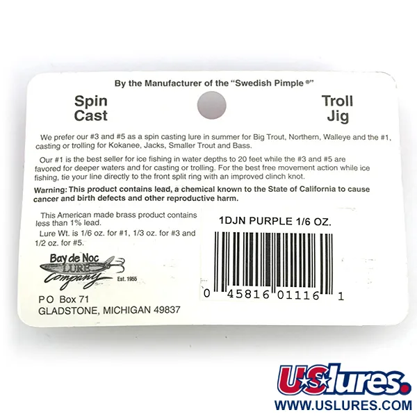 Bay de Noc Do-Jigger 1 Cuillère, Nickel/Violet, 4,7g, Clapets, #6777