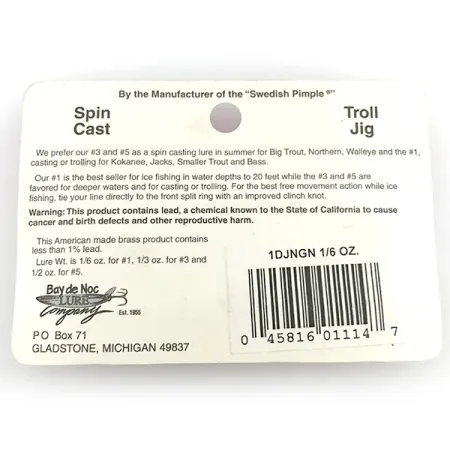 Bay de Noc Do-Jigger 1 Cuillère, Nickel/Vert/Rouge/Jaune, 4,7g, #1DJNGN