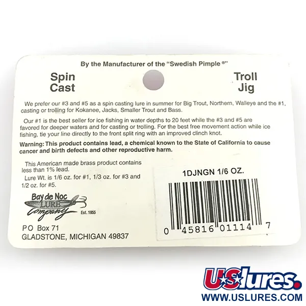 Bay de Noc Do-Jigger 1 Cuillère, Nickel/Vert/Rouge/Jaune, 4,7g, #1DJNGN