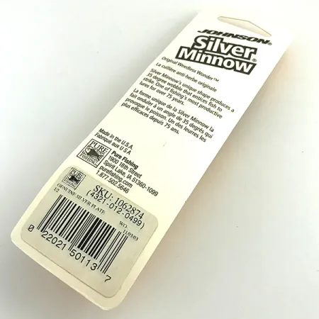 Johnson Silver Minnow Weedless Cuillère, Argent, 14g, Anti-herbe, #6922