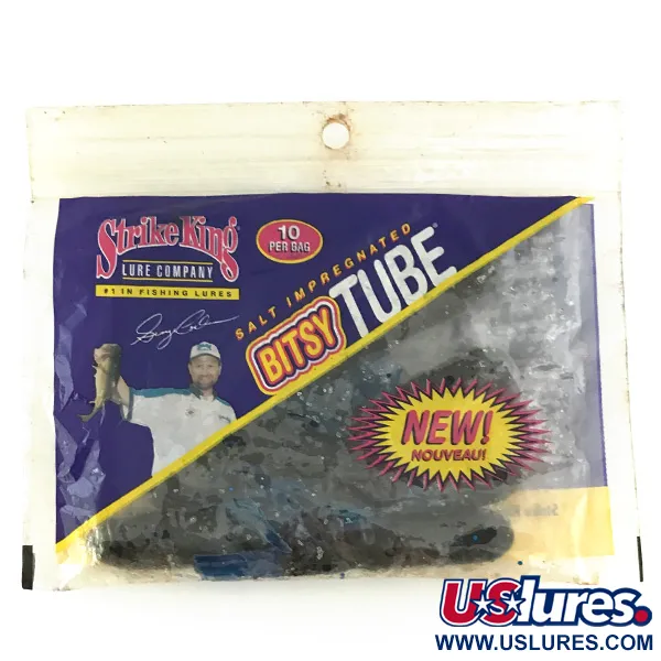 Strike King Bitsy Tube Leurres souples, Blue Flake, 7cm, Finesse, #6953