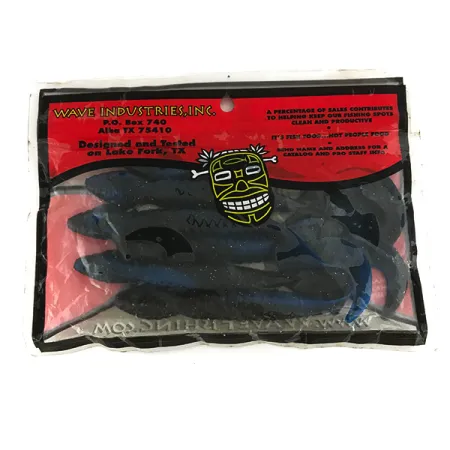 Wave Worms leurres souples, Noir / Pailleté Bleu, 13 cm, queue faucille, #6959