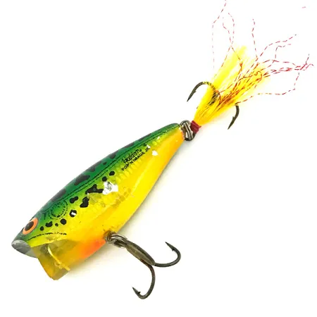 Heddon Pop'n Image Jr. Popper, Bullfrog, 9g, Plume de queue, #6962