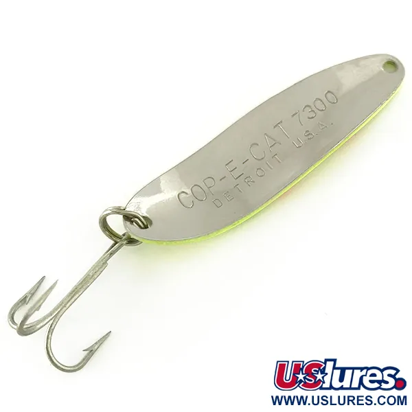 Dardevle Cop-E-Cat 7300 UV Cuillère, Jaune Fluo/Nickel, 10g, Glow, #6988