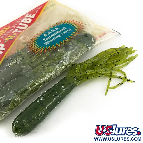 Strike King Flipt-N-Tube Leurre Souple, Green Pumpkin, 13cm, 7pcs, #7090