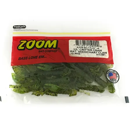 Zoom Lil Critter Craw Leurre Souple, Wat Seed / Chartreuse, 8cm, #7091