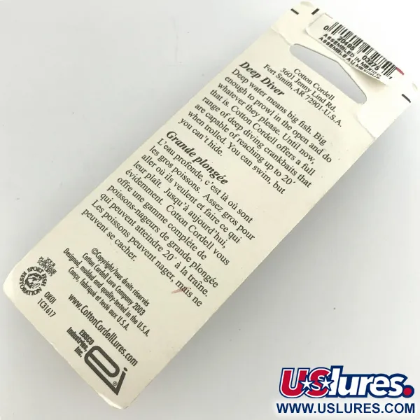 Cotton Cordell Grappler Shad Crankbait, Or, 7g, Profond, #7255