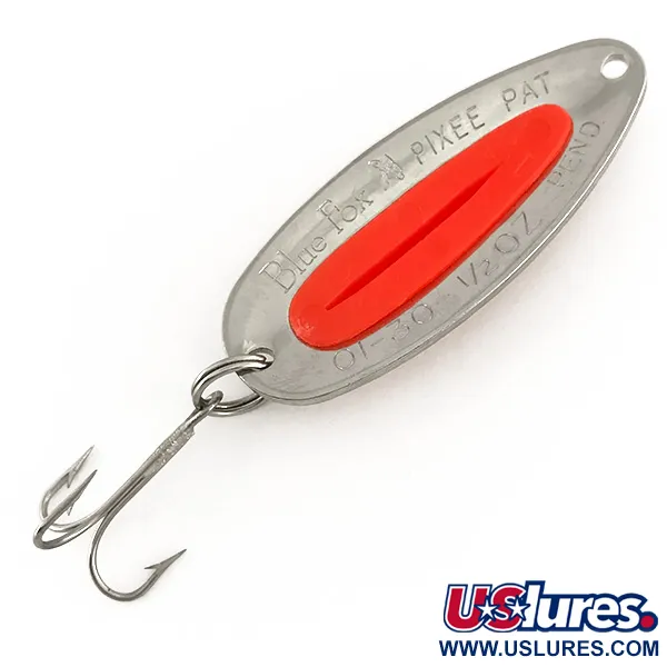 Blue Fox Pixee UV Cuillère, Nickel Martelé / Rouge, 14g, UV, #7610