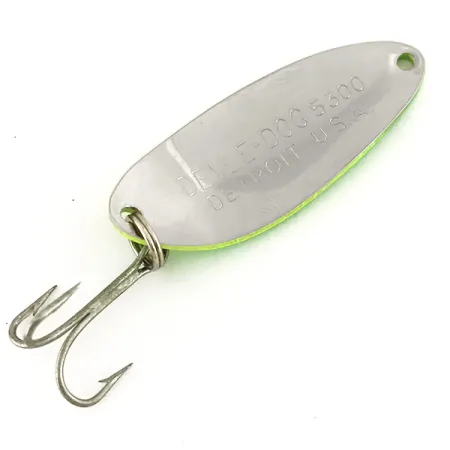 Eppinger Dardevle Devle Dog 5300 UV Cuillère, Jaune/Vert/Nickel, 10g, #7636