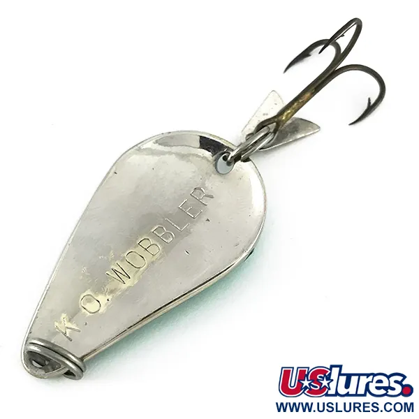 Acme K.O. Wobbler Cuillère, Nickel / Vert, 14g, Sonic flipper tail, #7728