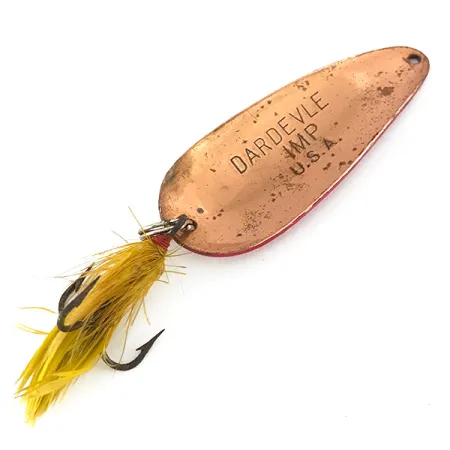 Eppinger Dardevle Imp Cuiller, Rouge / Blanc / Cuivre, 11g, Plumes, #7790