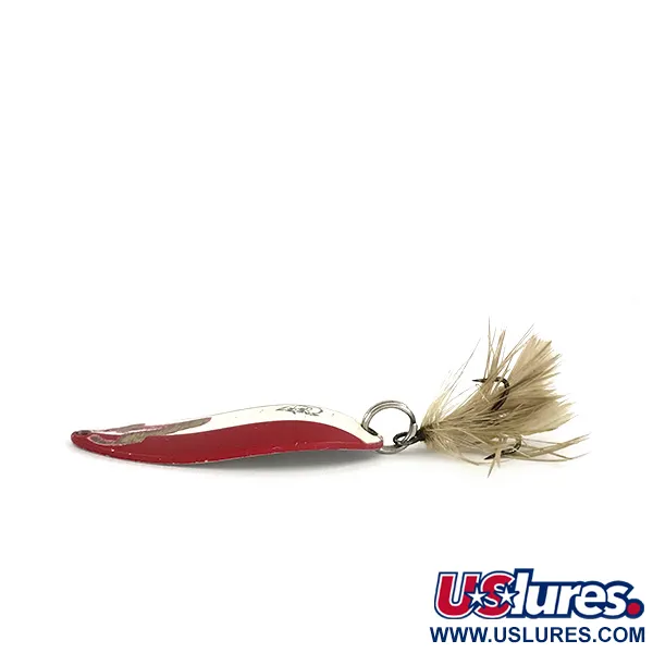 Dardevle Devle Dog 5500 Cuillère, Rouge/Blanc/Nickel, 21g, Plumes, #7791