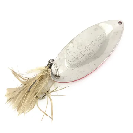 Dardevle Devle Dog 5500 Cuillère, Rouge/Blanc/Nickel, 21g, Plumes, #7791