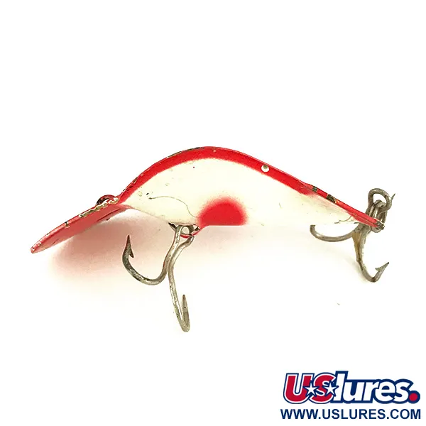 Buck Perry Spoonplug Cuillère, Blanc/Rouge, 7g, Vintage, #7800