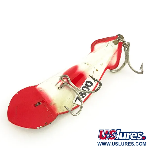 Buck Perry Spoonplug Cuillère, Blanc/Rouge, 7g, Vintage, #7800