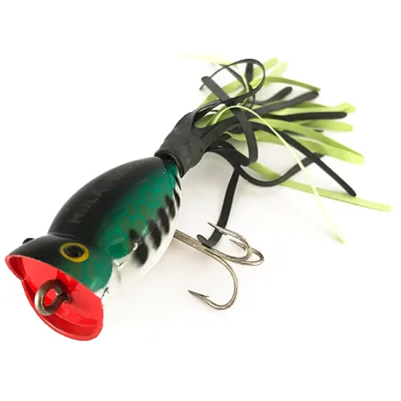 Fred Arbogast Hula Popper Popper, Green Tiger, 8g, Surface, #7820