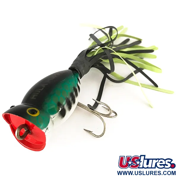 Fred Arbogast Hula Popper Popper, Green Tiger, 8g, Surface, #7820