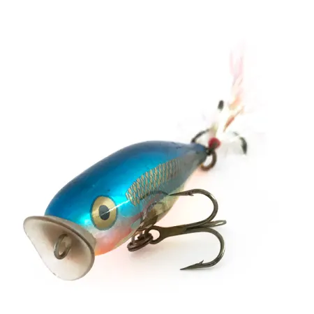 Rapala Skitter Pop Popper, Bleu-Or, 7g, Hameçon Plumé, #8058