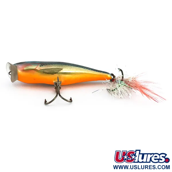Rapala Skitter Pop Popper, Bleu-Or, 7g, Hameçon Plumé, #8058