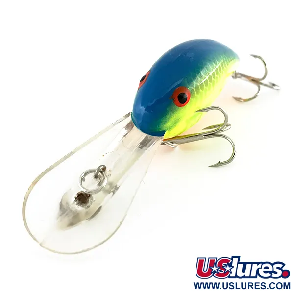 Bandit 300 Crankbait, Écailles Jaune-Bleu, 8,5g, Phosphorescent, #8098